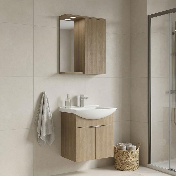 Produktbild Homitis Purus 55 Bathroom Cabinet With Sink & Mirror Set (2 Pieces)