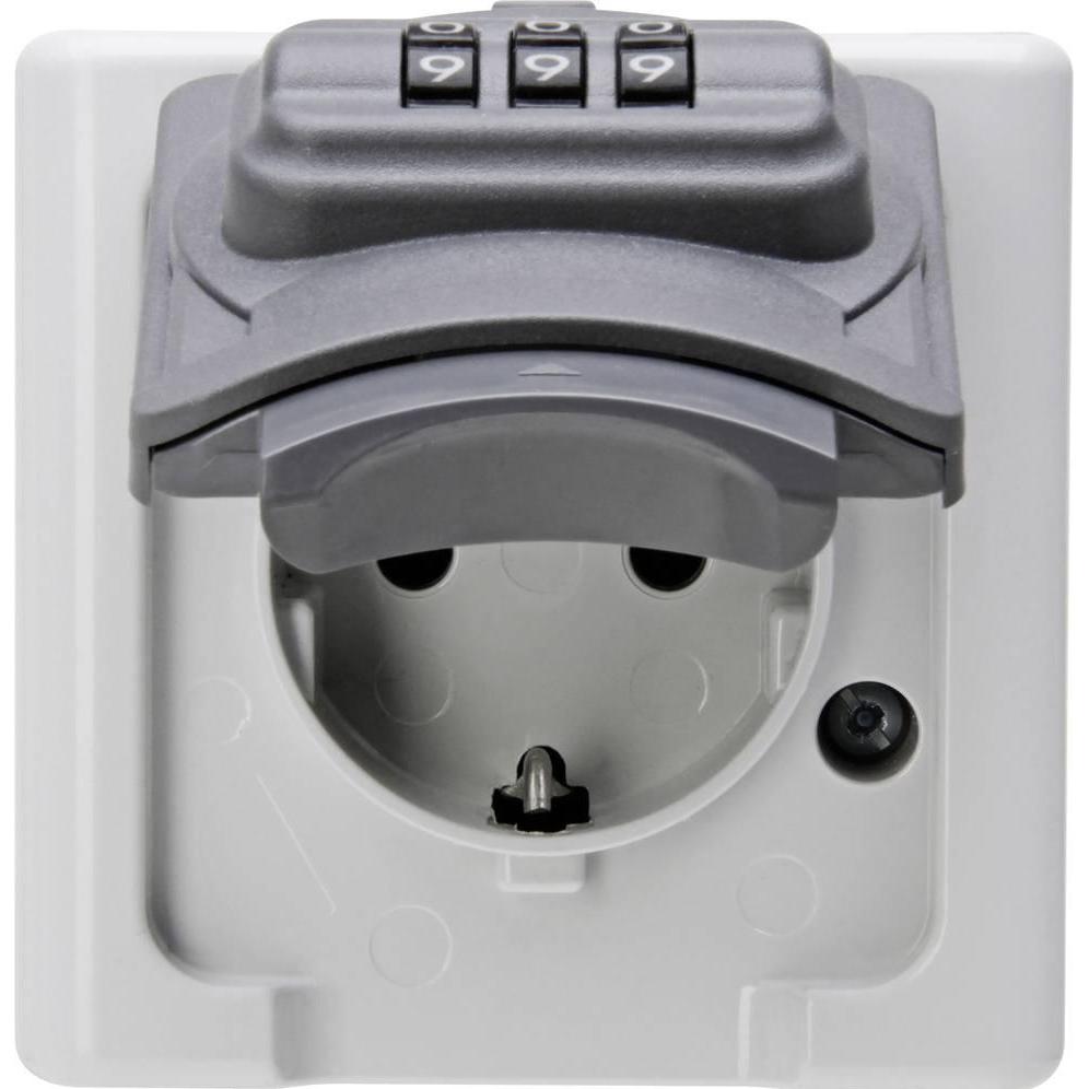 Kopp, Steckdose, 1fach Aufputz-Steckdose abschliessbar IP44 Grau, Schwarz 109802008 (109802008)