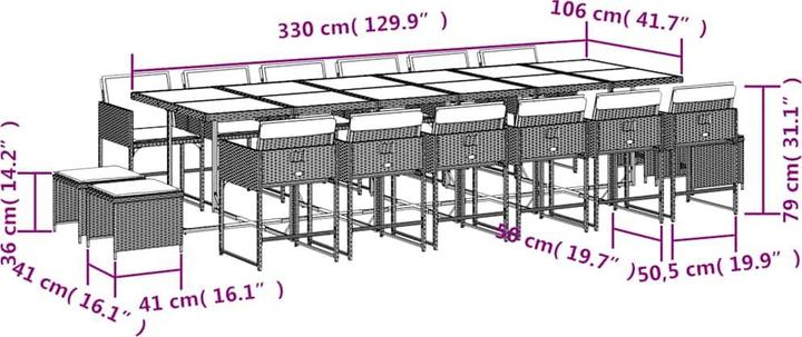Produktbild vidaXL Garten Essgruppe (330 x 106 x 73 cm)