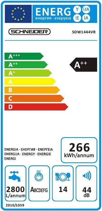 Energy Label Schneider Dishwasher SDW1444VR