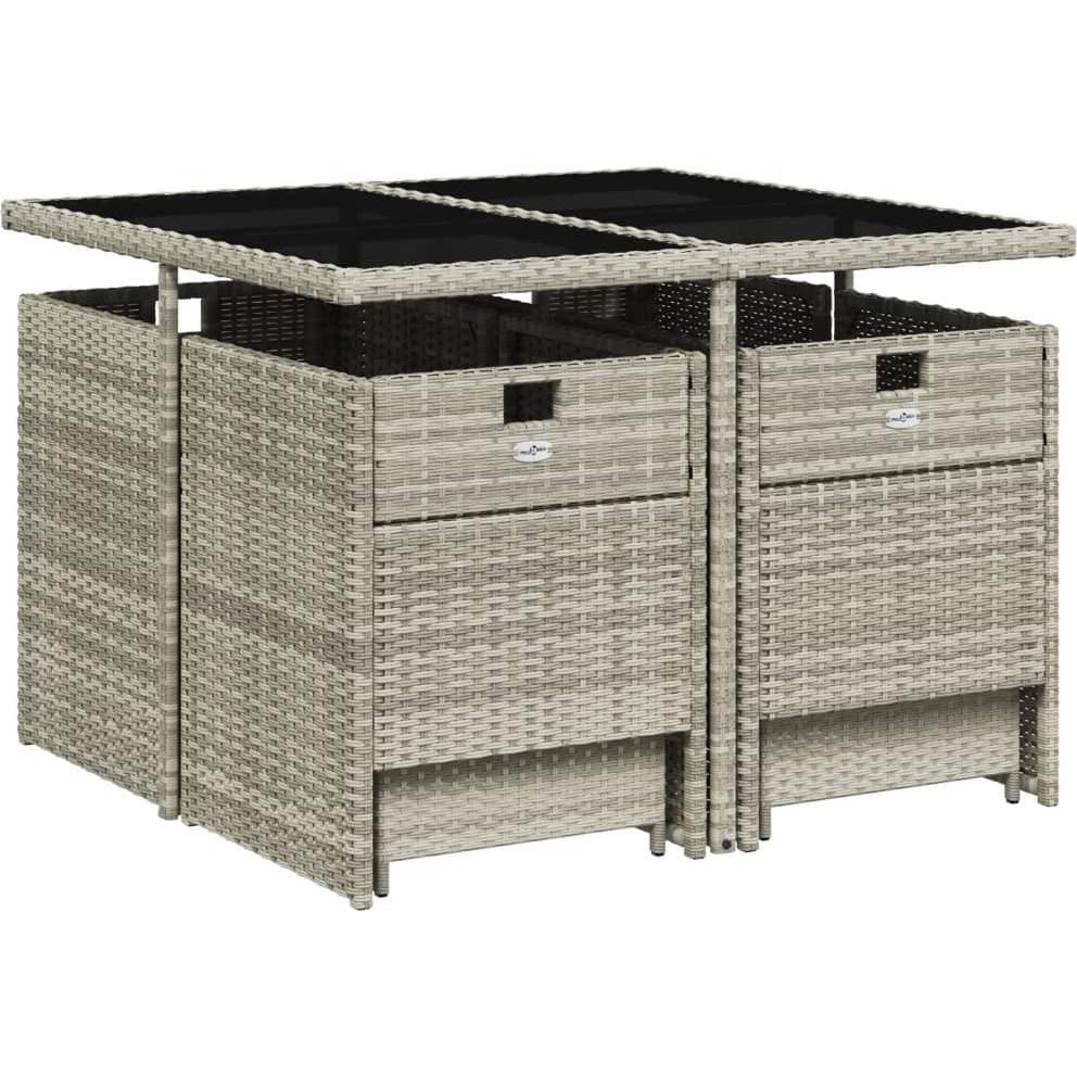 Thumbnail - VidaXL, Gartentisch + Balkontisch, Garten Essgruppe Gartenmöbel Gartengarnitur Sitzgruppe 9-tlg. Hellgrau (110 cm)