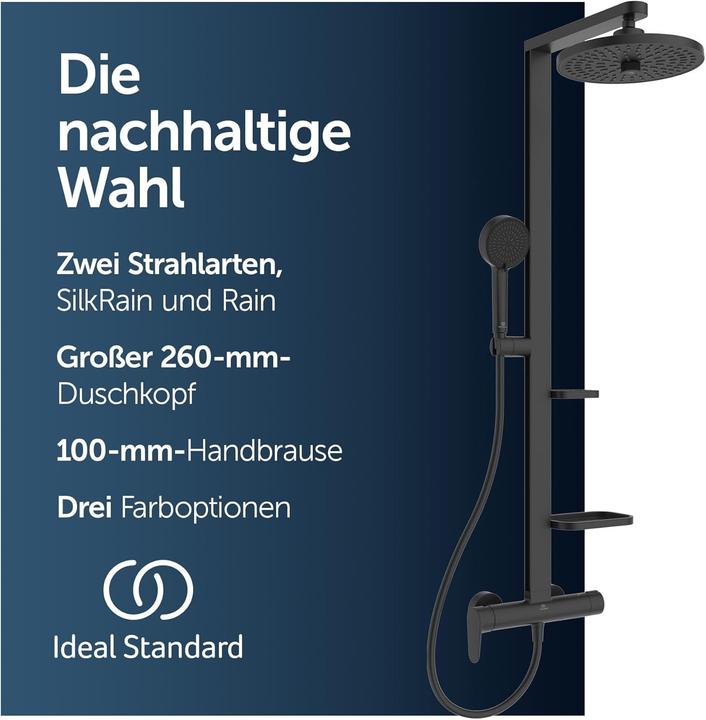 Actual product image Ideal Standard Shower system Alu+: Ceraflow shower mixer 2 shelves, 2F hand shower, 2F overhead shower