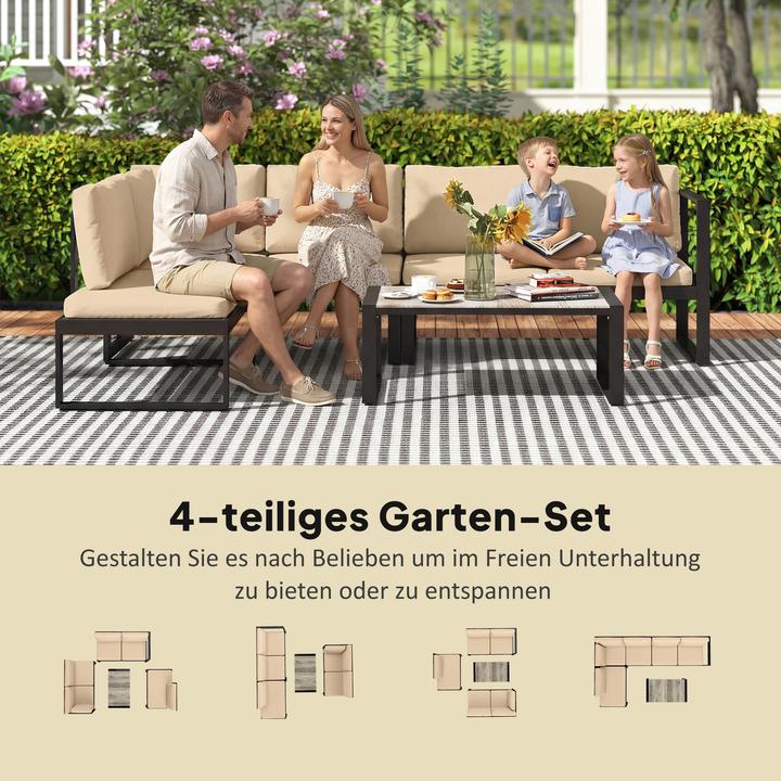 Produktbild Outsunny Gartenmöbel-Set Stahl, Polyester Khaki