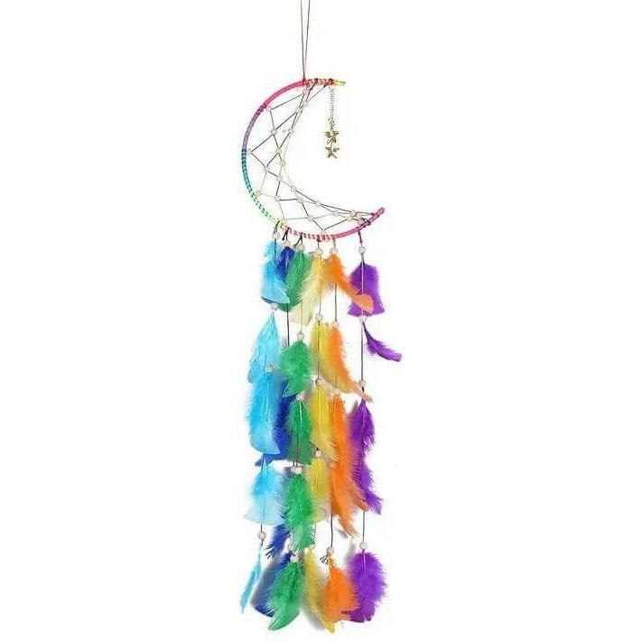 Cover-Discount, Deko Objekt, Traumfänger Dream Catcher Regenbogen Mond (40 x 16 cm)