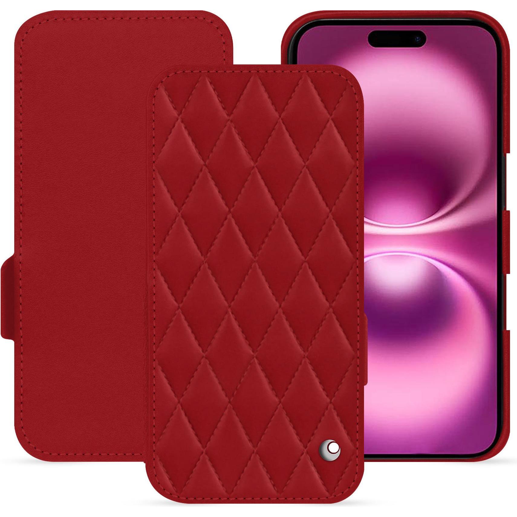 Noreve Lederschutzhülle horizontal (Apple iPhone 16 Plus), Smartphone Hülle, Rot