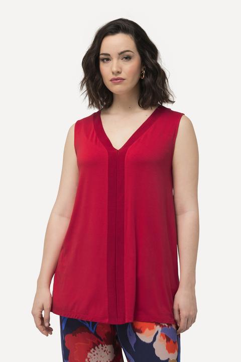 Produktbild Ulla Popken Top, Strickblende, A-Linie, V-Ausschnitt, ärmellos (58)