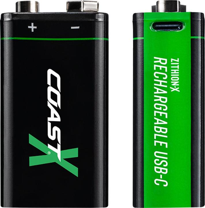 Coast Batterie rechargeable 9V USB-C 560mAh (2 pièces) (2 pcs, 9V Block, 560 mAh)