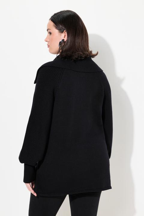 Image du produit Ulla Popken Pull camionneur, col montant côtelé avec fermeture à glissière, manches longues raglan (42, 44)