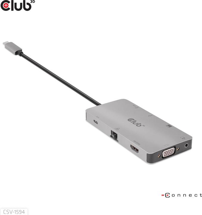 Immagine prodotto Club 3D Club3D USB 9-in-1 Hub USB-C > HDMI/VGA/2xUSB/USB-C//SD (USB-C, 9 porte)
