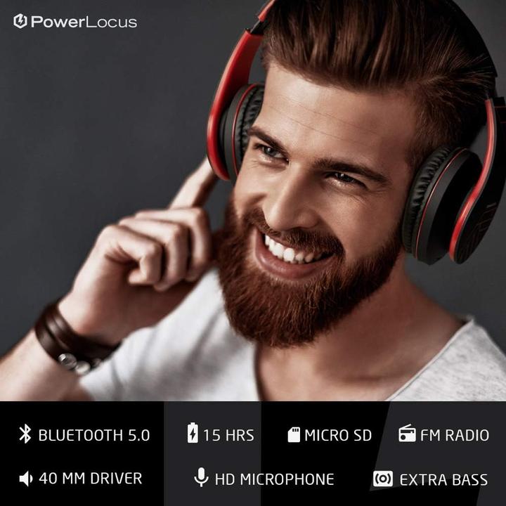 Image du produit PowerLocus Casque sans fil P2 (noir-rouge) (20 h, Sans fil, Filaire)