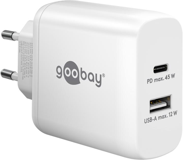 Actual product image Goobay USB-C PD Dual Quick Charger 45 W white (45 W)