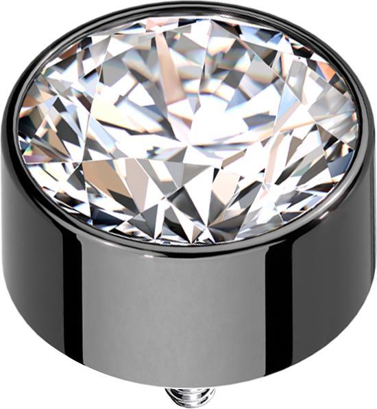 Immagine prodotto Star Piercing Cilindro ad ancora dermico alto nero con cristalli d'argento (senza ottone, Titanio)