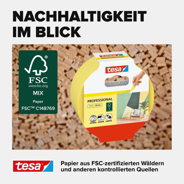 Actual product image tesa Malerkrepp PROFESSIONAL, Malerband für besonders präzises Abkleben (30 mm)
