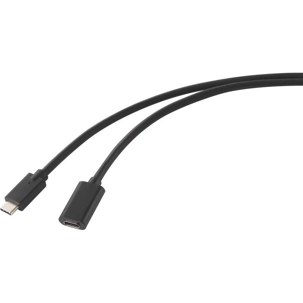 Renkforce USB-Kabel USB 3.2 Gen2x2 USB-C™ Stecker, USB-C™ Buchse 2.00 m Schwarz PVC-Mantel (2 m, USB 3.2 Gen 2), USB Kab...