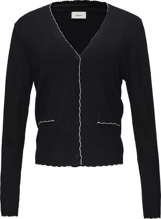 Produktbild s.Oliver Strickjacke Strickjacke mit V-Ausschnitt und Kontrastnähten (40)