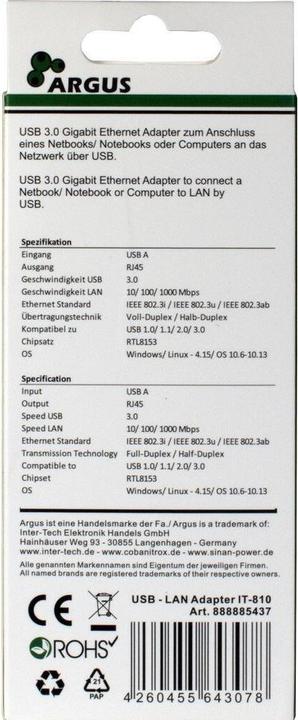 Produktbild Intertech Argus IT-810 (USB 3.0, RJ45 (1x))