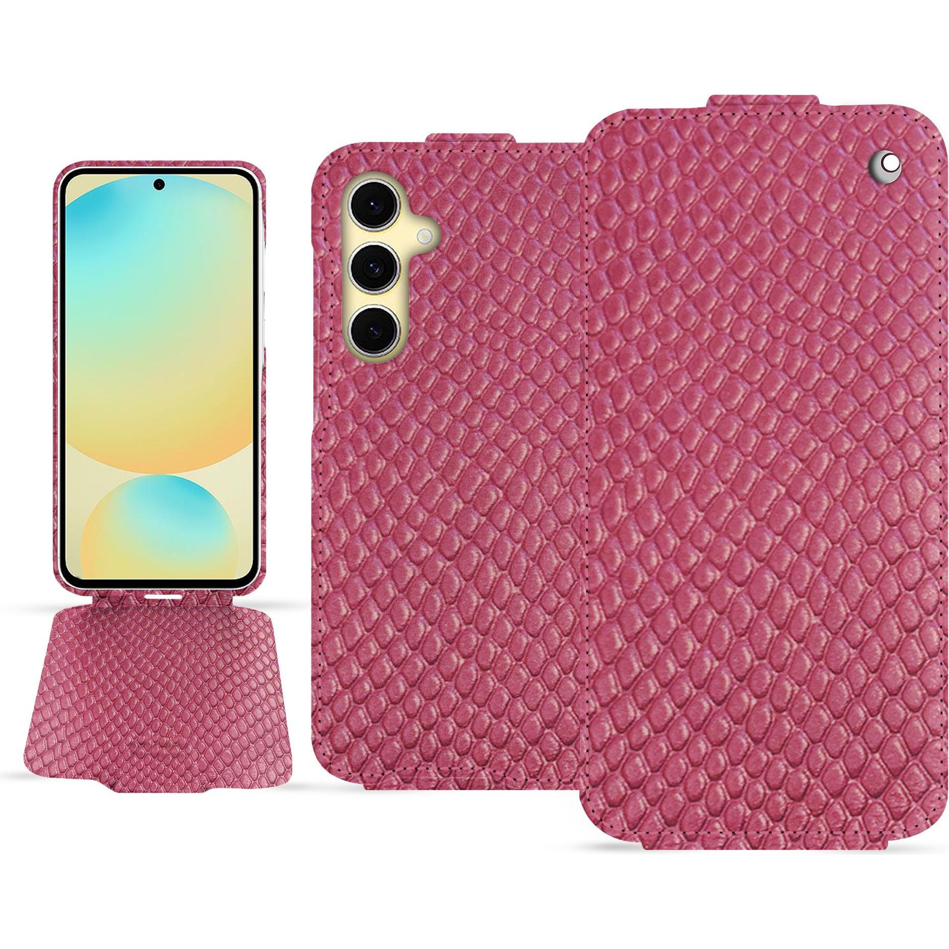 Noreve Lederschutzhülle vertikal (Samsung Galaxy S24 FE), Smartphone Hülle, Rosa