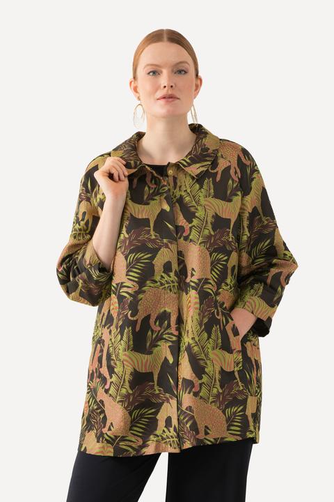 Produktbild Ulla Popken Jacke, Jacquardmuster, Hemdkragen, Druckknöpfe (56)