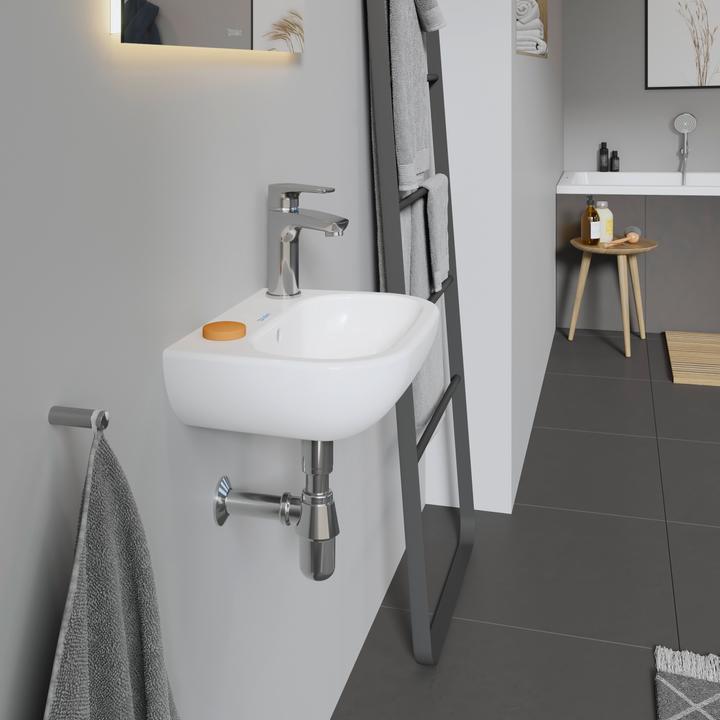 Produktbild Duravit Handwaschbecken D-CODE m ÜL HLB 360x270mm 1 Hahnloch links weiss (270 mm, 360 mm)