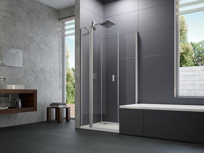 Produktbild Hüppe Design pure 4-Eck Bewegliche Seitenwand für Schwingtür, Breite:90cm Höhe:200cm, Befestigun (211 cm, 87 cm, 6 cm)