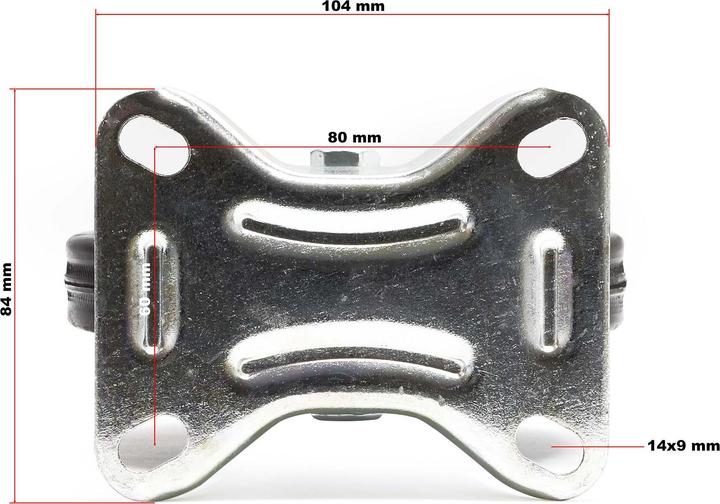 Image du produit Wiltec Kit Roulettes 100mm 70kg/roue 2x Pivotantes double arrêt 2x Fixes Charge lourde Caoutchouc plein Pla