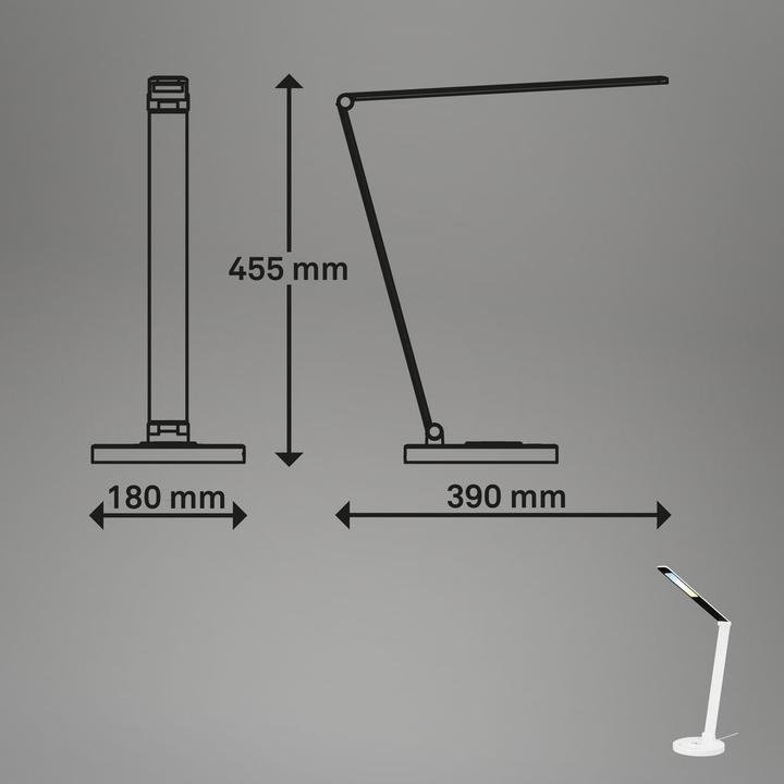 Actual product image Briloner CUMA CCT-LED table lamp, white, incl. inductive charging station (670 lm)