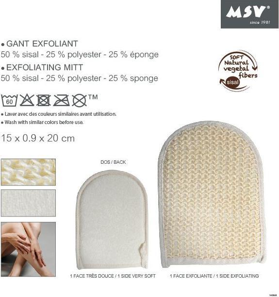 Produktbild MSV Peelinghandschuh aus Sisal 23.5 x 16 cm, Weiss