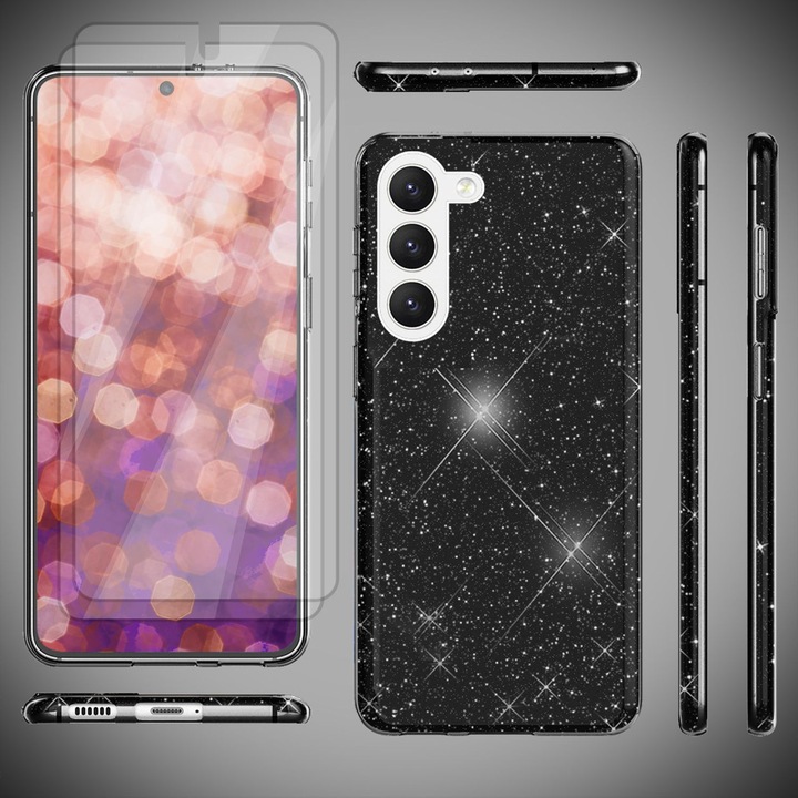 Produktbild Nalia Glitzer Silikon Hülle mit 2x Displayschutz (Samsung Galaxy S23)