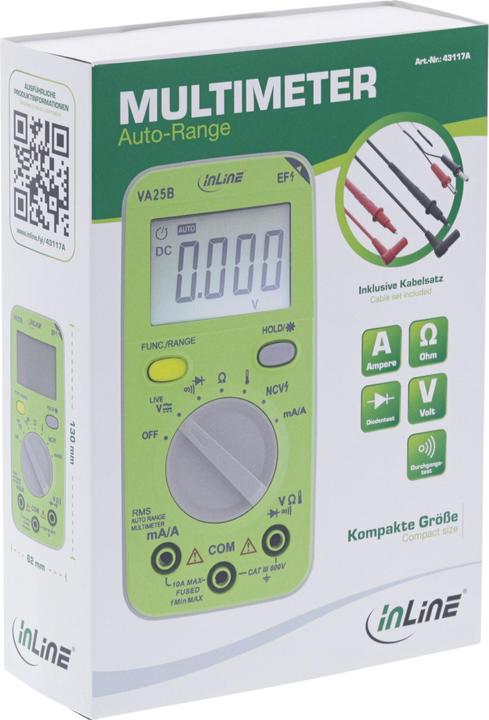 Image du produit InLine Multimètre à plage automatique, format de poche (CAT III 600V)