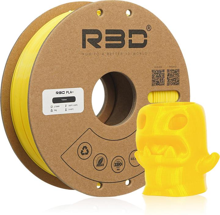 Actual product image R3D PLA+ Yellow Filament 1.75mm 1Kg (PLA+, 1.75 mm, 1000 g, Yellow)