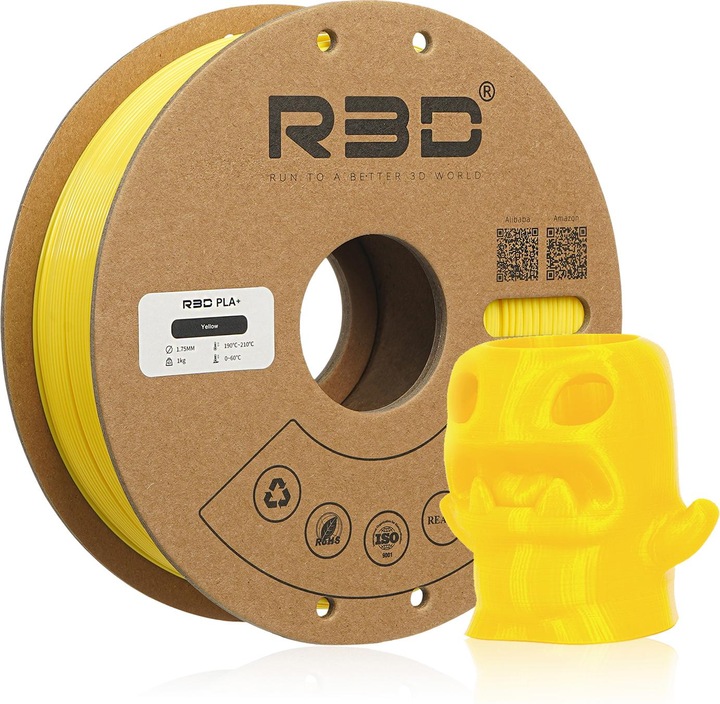 Image du produit R3D Filament PLA+ jaune 1.75mm 1Kg (PLA+ LECTURE, 1.75 mm, 1000 g, Jaune)