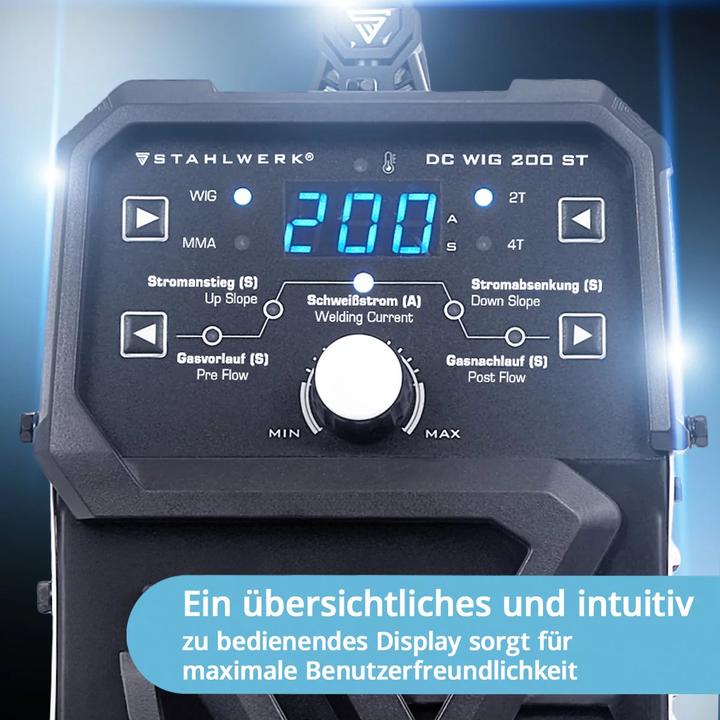 Produktbild Stahlwerk 2-in-1 Kombi Schweissgerät DC WIG 200 ST mit 200A ARC/MMA/E-Hand-Funktion und HF-Zündung