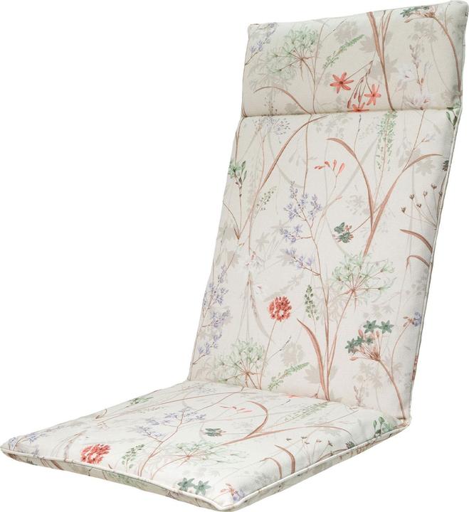 Actual product image Natura Punto 4er-Set Hochlehner-Auflage, Gartenstuhlkissen wasserabweisend, Blumenmuster weiss 120x50cm (120 x 50 cm)