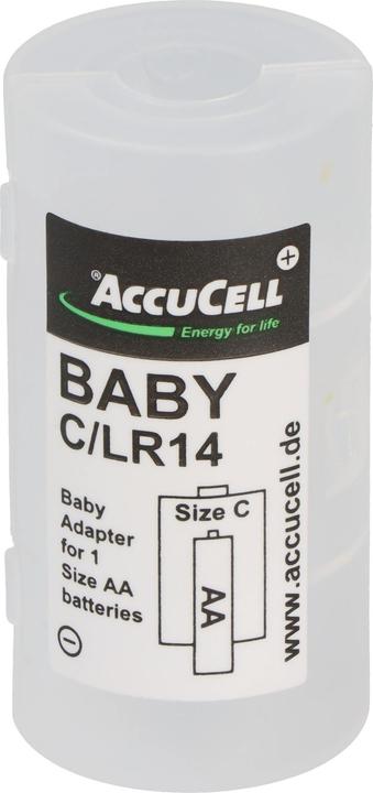 Actual product image AccuCell Universal Baby C adapter for 1x Mignon/AA each to size Baby, C, LR14, FR14 (2 pcs., AA, C)