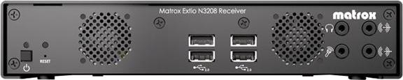 Actual product image Matrox Extio N3208 IP KVM receiver appliance Extio N3208 receiver appliance receives from a