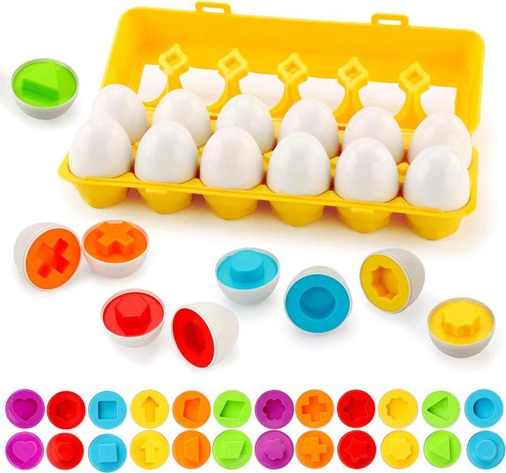 Activity Board OEufs assortis 12PCS puzzle de reconnaissance des couleurs et des formes jouet éducatif pour les