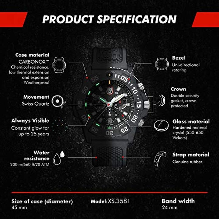 Produktbild Luminox Navy Seal 3581 (Analoguhr, Chronograph, Taucheruhr, Swiss Made, 45 mm)
