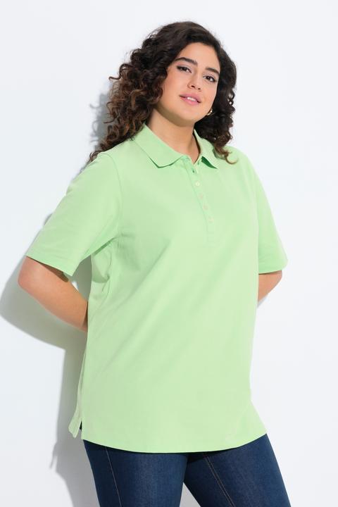 Produktbild Ulla Popken Poloshirt, Piqué, Polokragen, Samt-Knopfleiste, Halbarm (68)