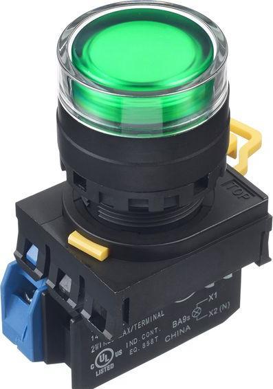 Produktbild Idec YW22mm PBI ext maint 1NO LED 24V green