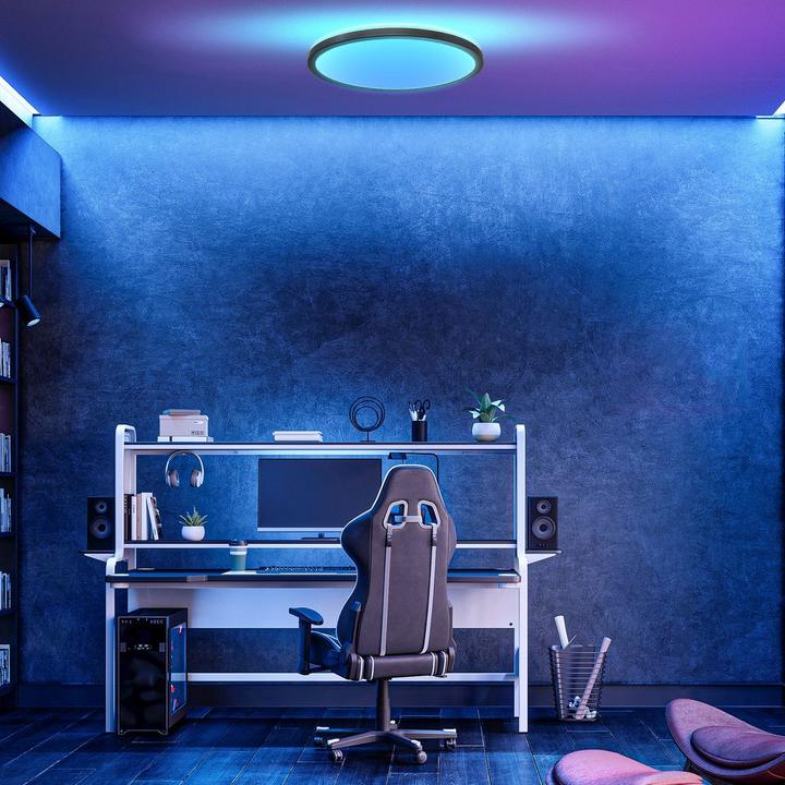 Produktbild B.K.Licht Ultraflaches RGB/W-LED Panel mit Backlight, schwarz, 1xLED/22W (2700 lm)