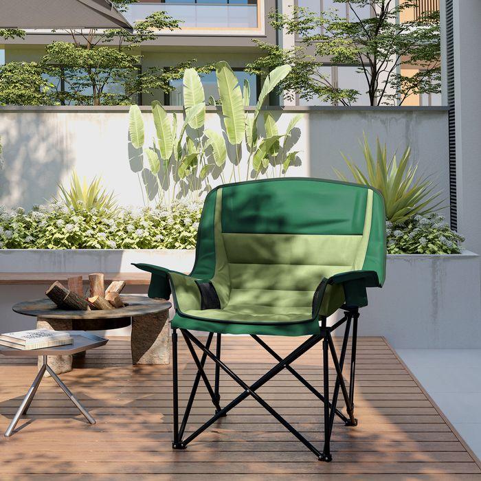 Image du produit Swisshandel24 Campingstuhl faltbarer Gartenstuhl mit Seitentasche, Becherhalter, Grün
