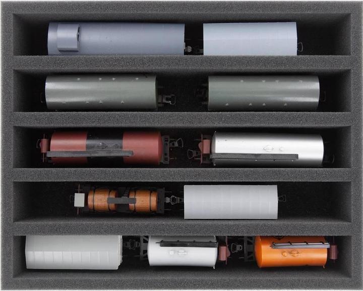 Produktbild Feldherr FSLB075P11 - Lagerbox FSLB075 für Modelleisenbahn Loks, Wagons und Fahrzeuge - 5 Ste (Karton, Kunststoff, Schaumstoff)