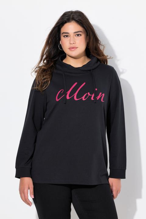 Image du produit Ulla Popken Sweat-shirt col montant et manches longues. Imprimé « salut ». (42, 44)