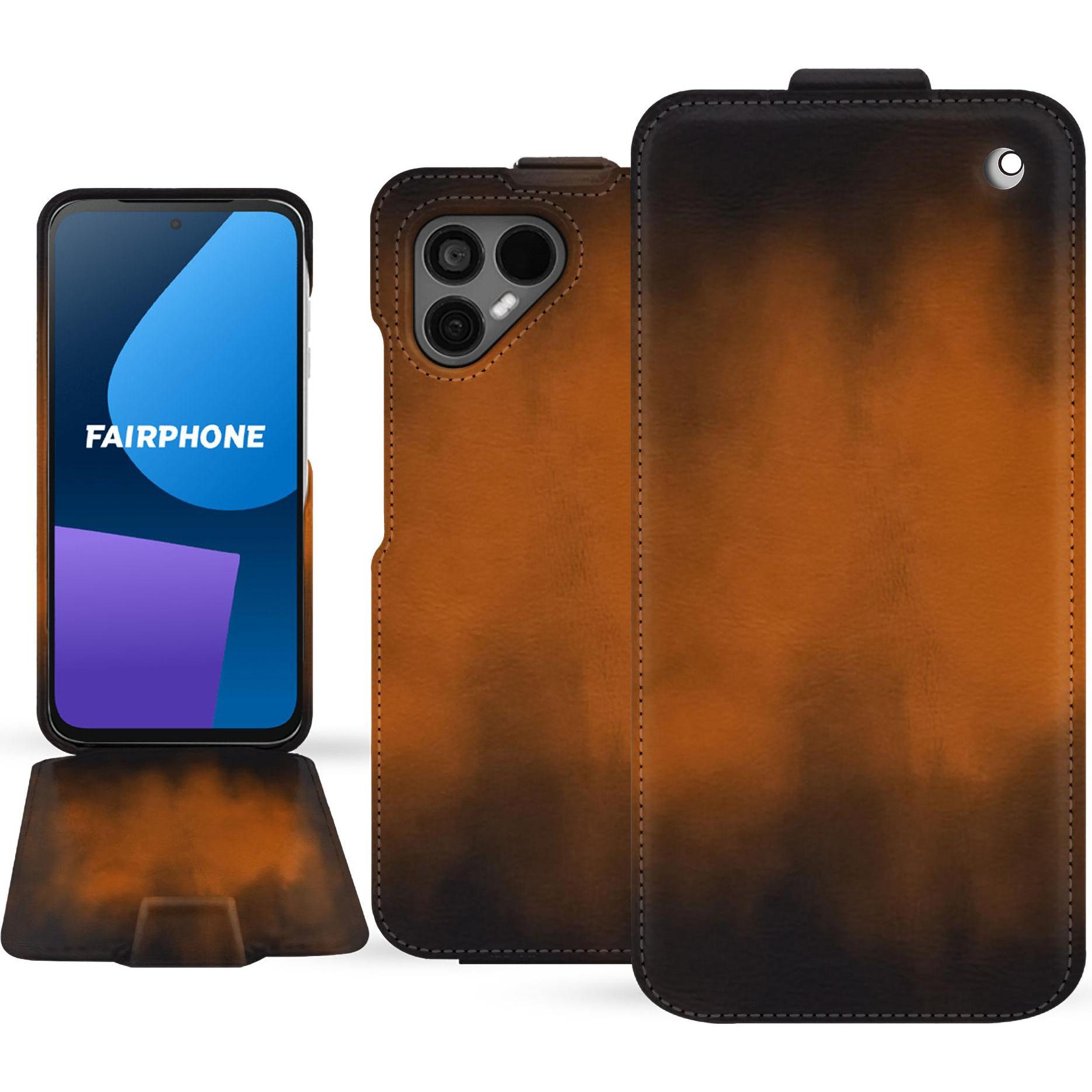 Thumbnail - Noreve Lederschutzhülle vertikal (OnePlus 5), Smartphone Hülle, Braun