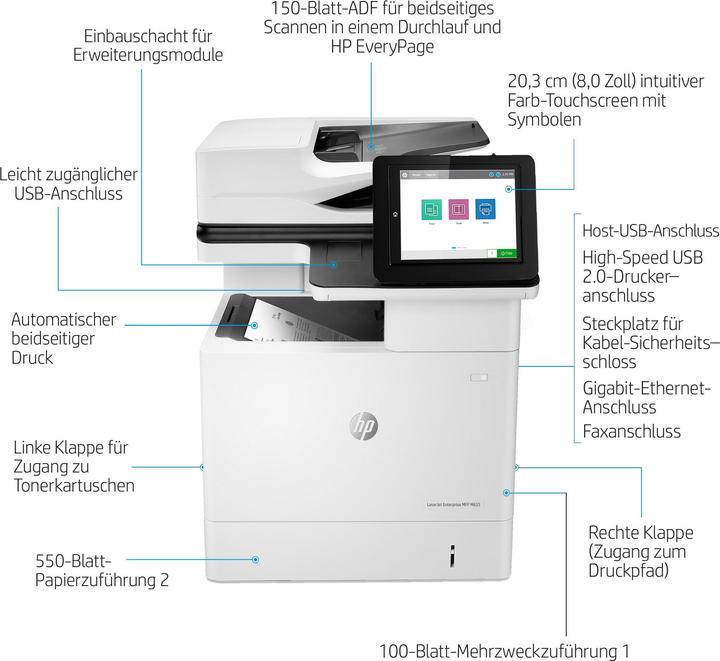 Produktbild HP LaserJet Enterprise MFP M635h (Laser, Schwarz-Weiss)