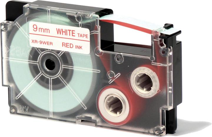 Casio Ribbon red on white 9mm 9mm x 8m Labelprinter 6-12mm 6-18mm 6-24mm (0.90 cm, White)