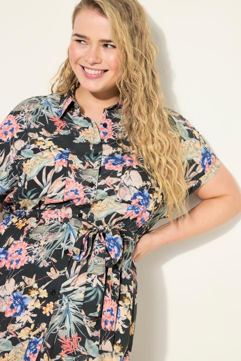 Immagine prodotto Studio Untold Maxi abito dal taglio oversize con stampa tropicale, collo da camicia e mezze maniche (50, 52)