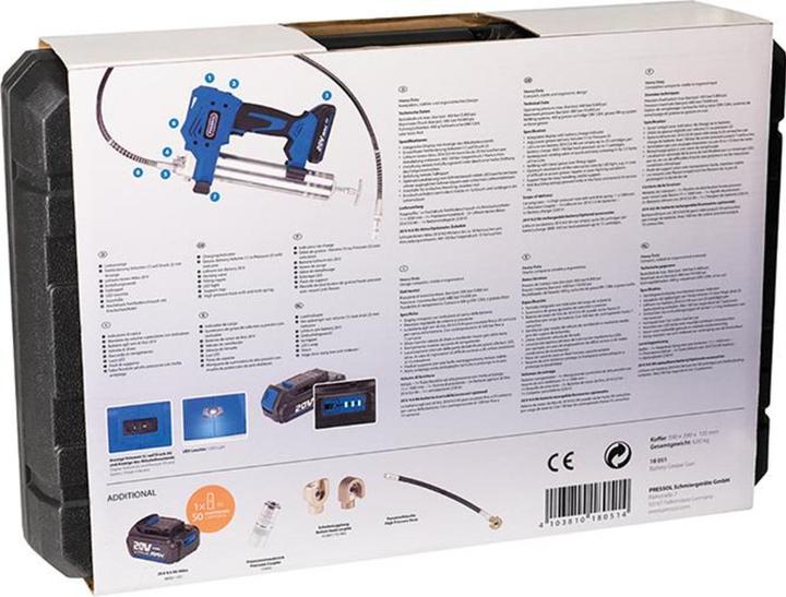 Productafbeelding Pressol Accu vetspuit, 20 V, 2.0 Ah, koffertje