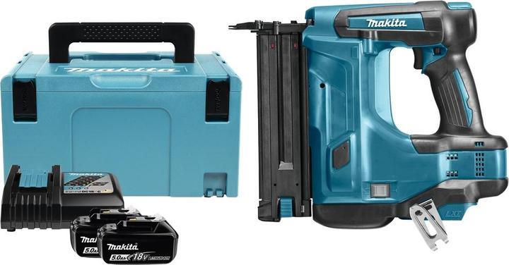 Produktbild Makita DBN 500 RTJ Akku Stauchkopfnagler 15-50 mm 90° 18 V mit 2x 5,0 Ah Akku und Ladegerät im MakPa