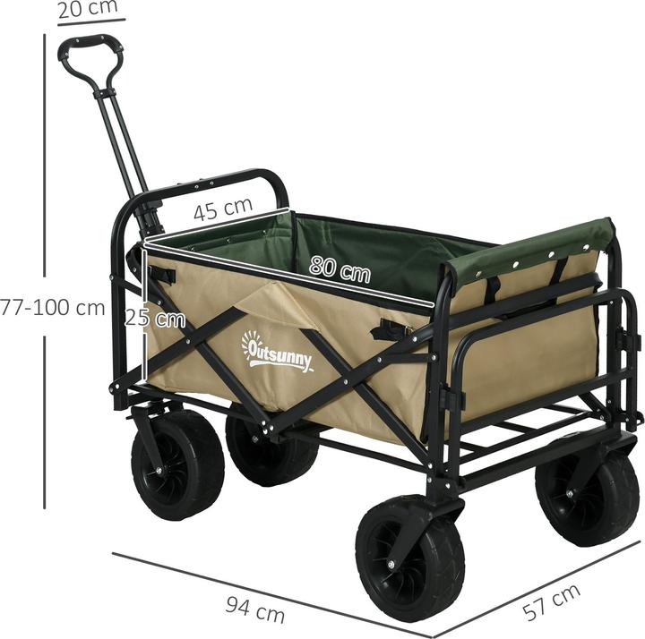 Produktbild Outsunny Bollerwagen mit verstellbarem Griffwinkel
